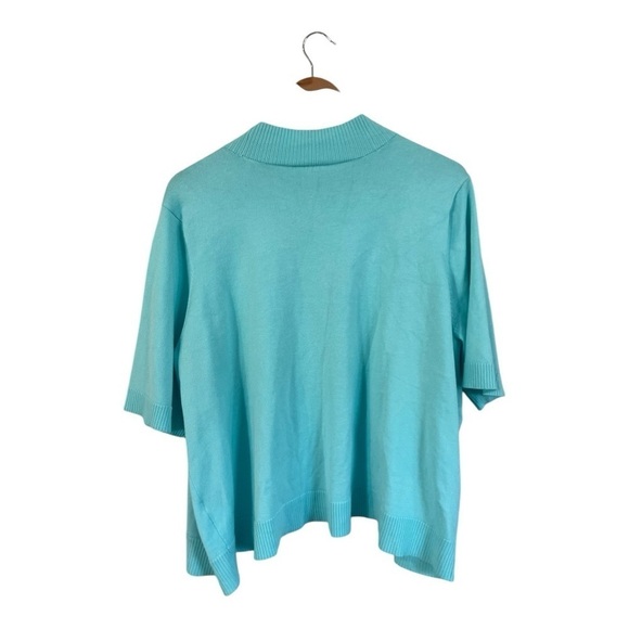 Avenue Plus Size 26/28 Cardigan Open Front Sweater Blue Aqua Cocoon - Picture 2 of 4